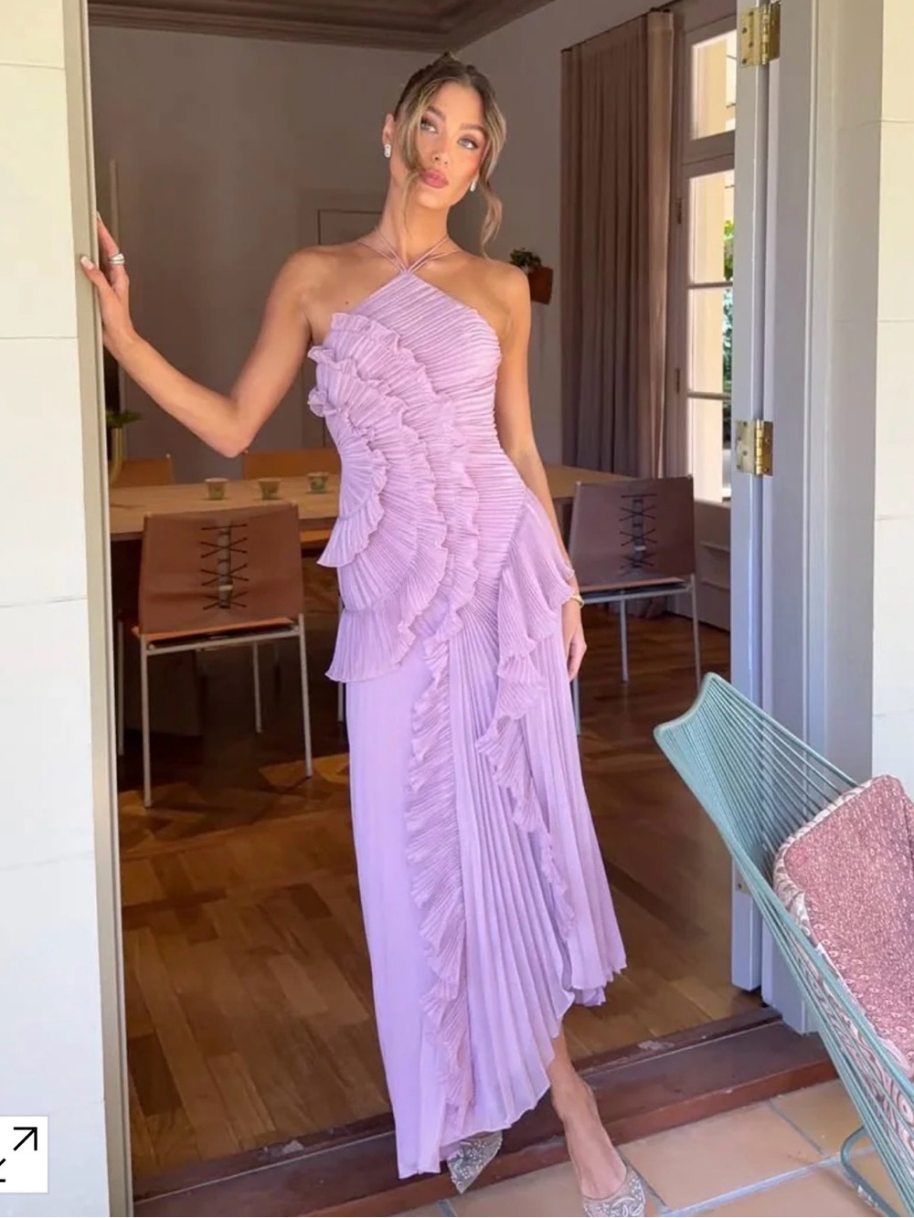 ELIZA | WOMEN’S PLEATED RUFFLED MAXI WEDDING GUEST DRESS